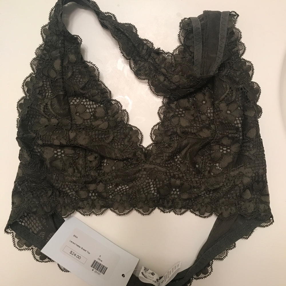 Olive Laced Halter Bralet Top